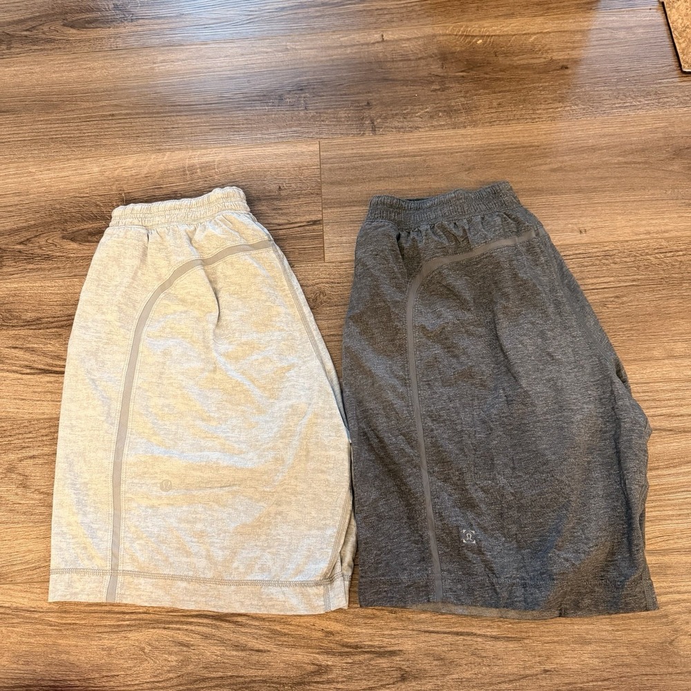 2 Pair Lululemon Pacebreaker  9" Shorts Mens  L Gray and L Off White